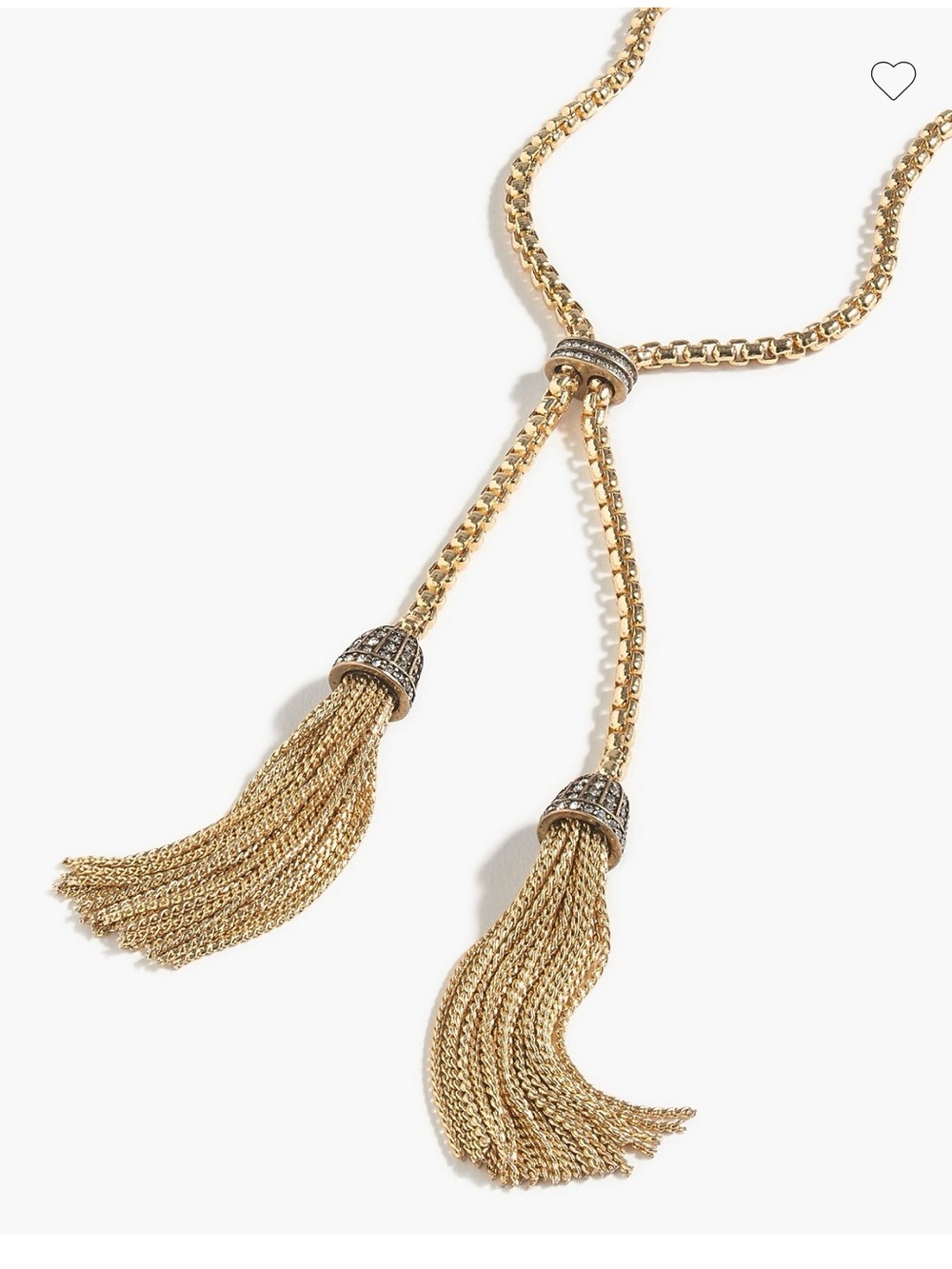 J. Crew Gold Tassel Lariat Necklace with crystal detail- Elegant Women’s Jewelry